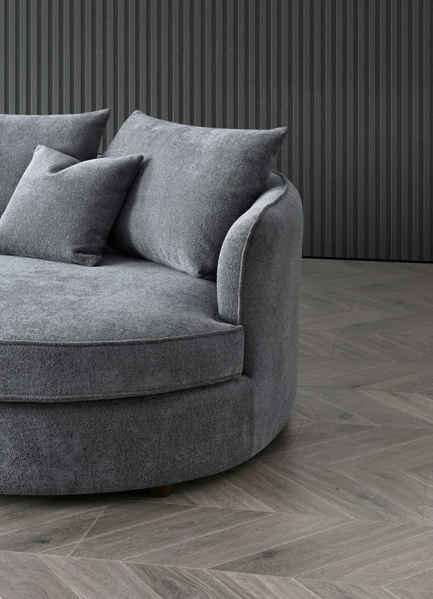 Aluxo Melby Charcoal Grey Boucle Corner Chaise Sofa | 4 Seater